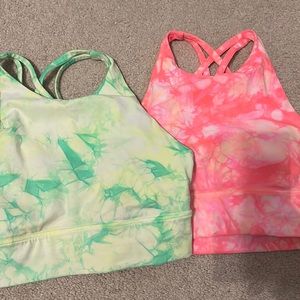 Lululemon Neon green and pink tie dye sports bra